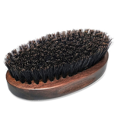 Hannana Boar Bristle Beard Brush for Men Walnut Style Handle Beard Straightener Brush Gift for Men Black and Brown Small (Pack of 1)